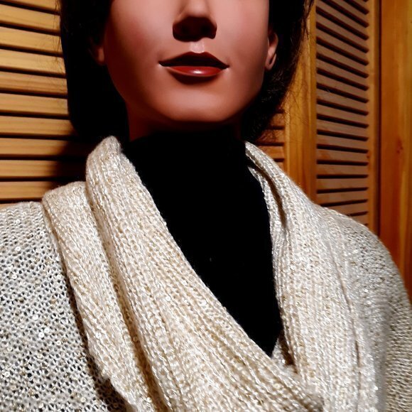 Christopher Banks Glittery  Gold Holiday Sweater - Picture 2 of 10
